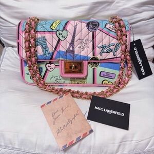 💖 New KARL LAGERFELD Landmarks Shoulder Bag Pink Blush